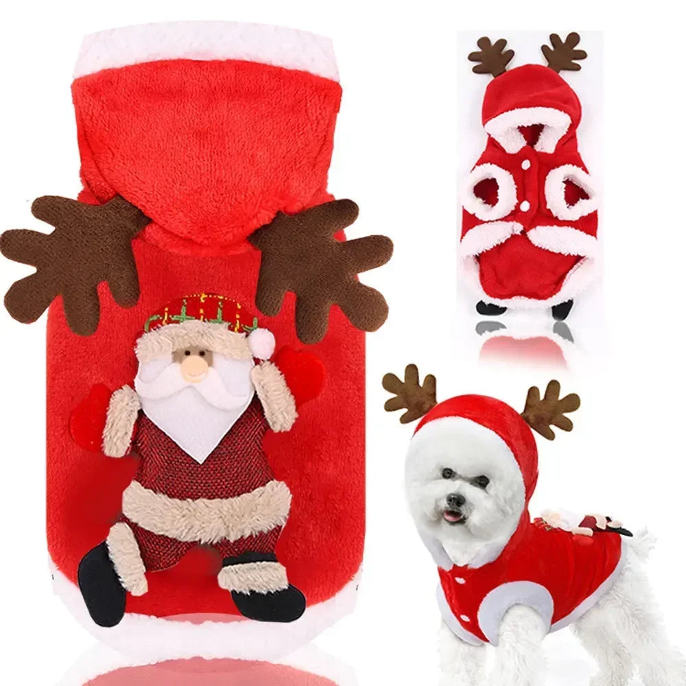 Dog Elk Santa Claus Hoodies -  Tenini Strive Pet