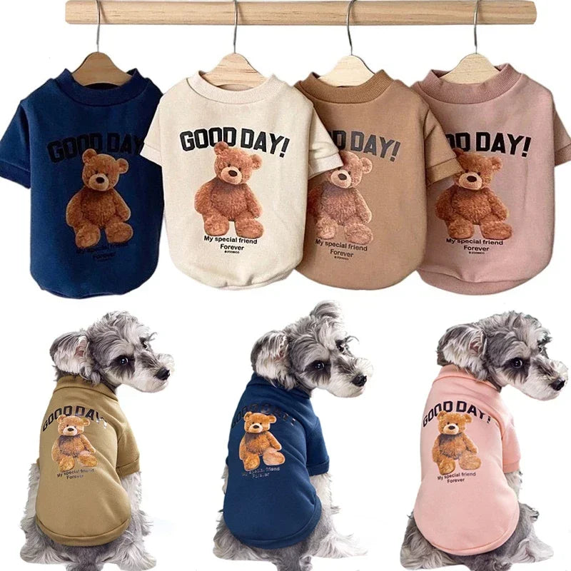 Dog Bear Pattern Winter Sweatshirt for Small Pets | Tenini Strive Pet